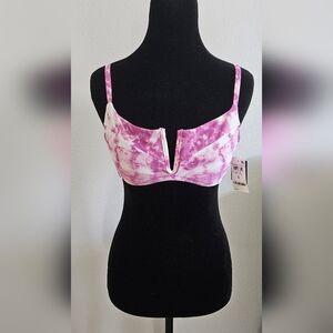 Bar III NWT Purple Tie Dye Bikini Top Underwire Cutout Size S